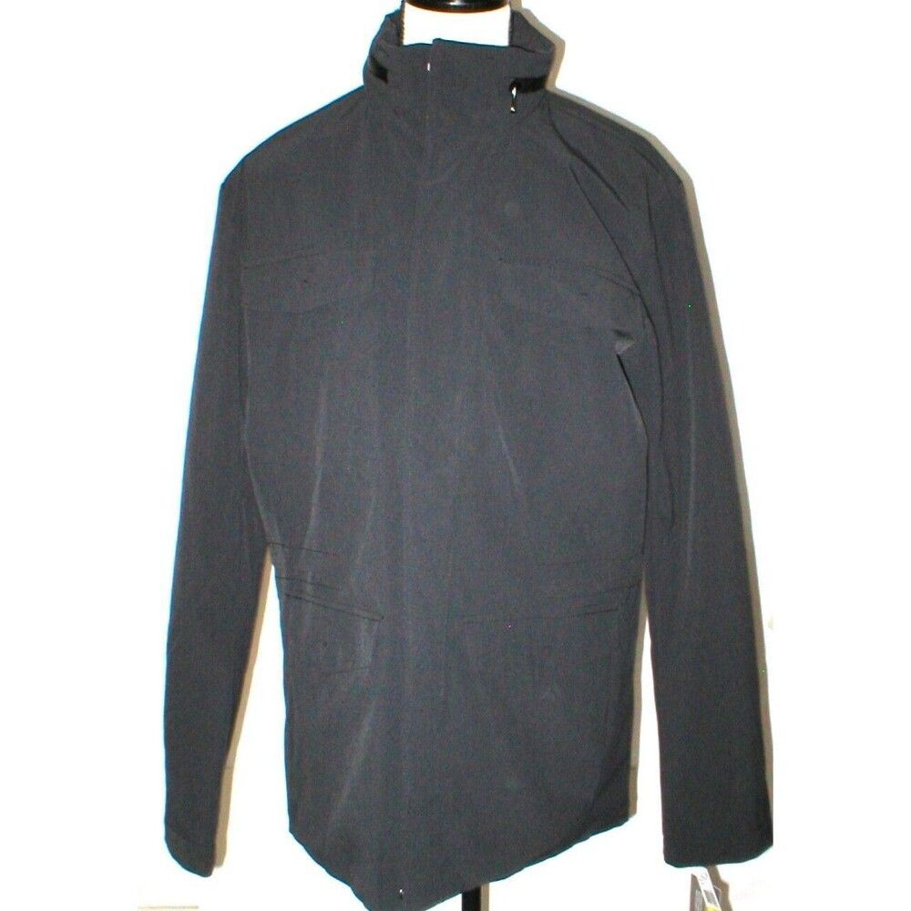 New NWT M Mens Coat Michael Kors Black Jacket Hidden Rain Hood Flap Pockets Nice